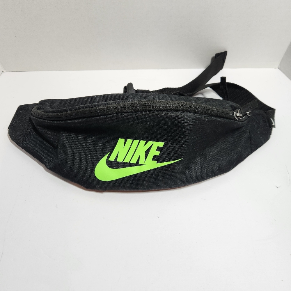 Nike Black Waist Pack with Neon Green Swoosh Fanny Pack